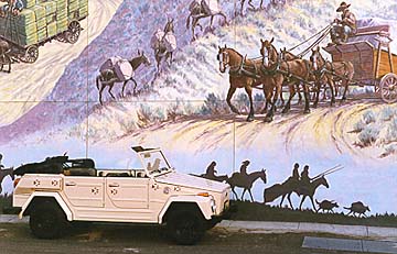 Our VW Thing admiring a mural