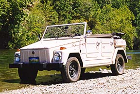 Rover wading in a river